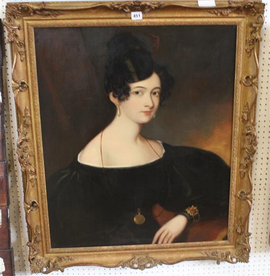 English School (19th century), oil on canvas, portrait of a lady